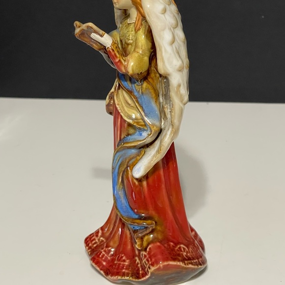 Vtg Beautiful Ceramic Angel Tii Collections With Red Dress Holding Book - Picture 5 of 11